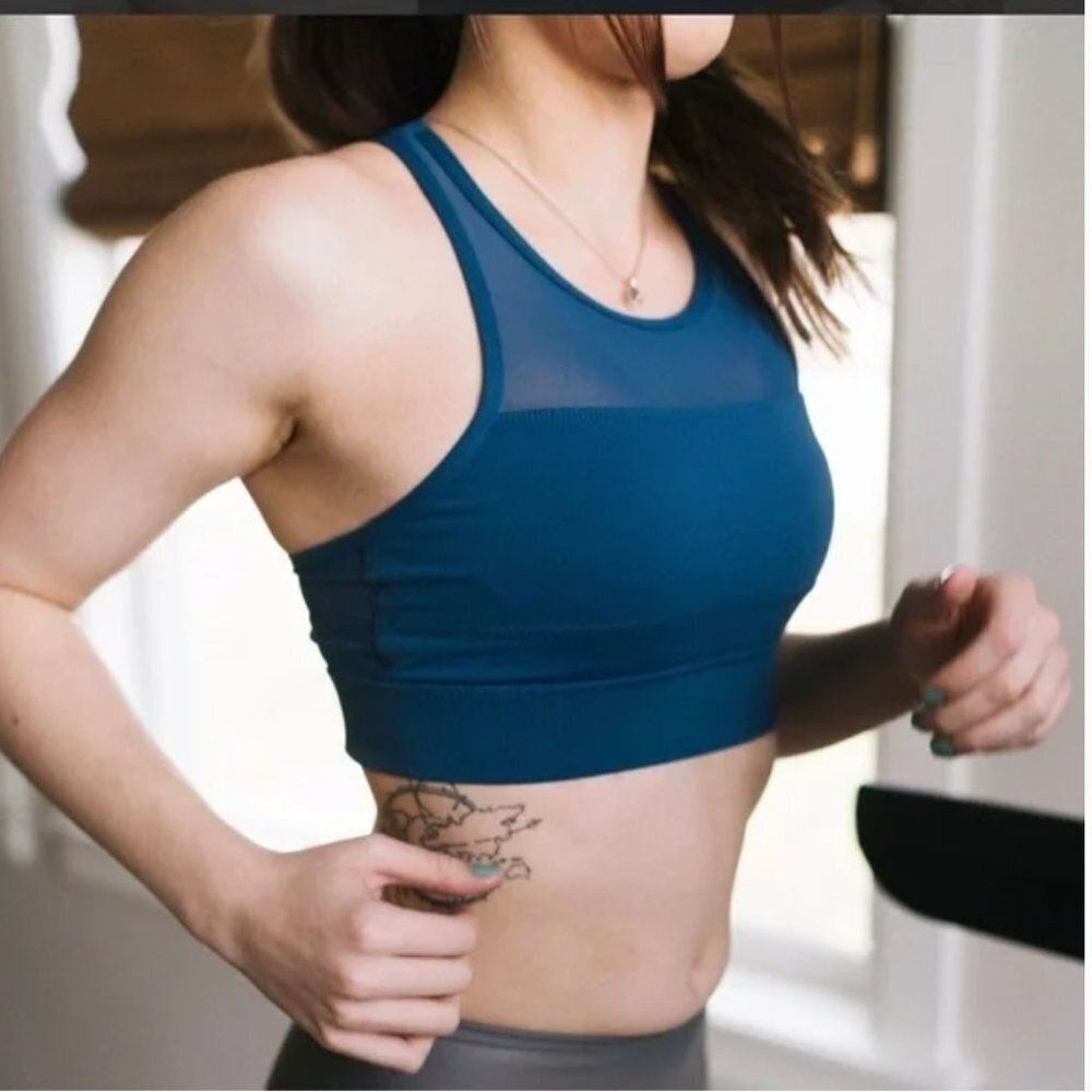 ZYIA High Neck One More Rep Zip Back Mesh Insert Sports Bra